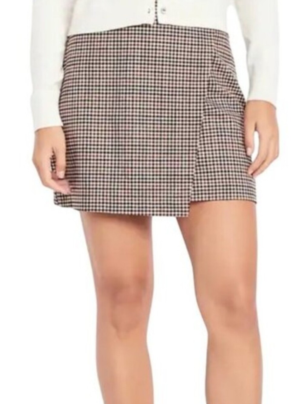 Old Navy Black Brown and White Checked Mini Skirt
